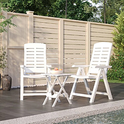 vidaXL Ensemble à manger de jardin 3 pcs Blanc Polypropylène