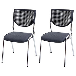 Decoshop26 Lot de 2 chaises visiteur conférence empilable tissu/textile gris foncé pieds chromés 04_0000276