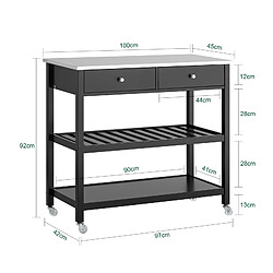 Avis SoBuy FKW47-SCH Desserte roulante Chariot de cuisine de 2 étages avec grand plan de travail