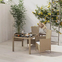 Maison Chic Mobilier à dîner 3 pcs de jardin - Ensemble table et chaises d'extérieur - Salon/Mobilier de jardin classique coussins Résine tressée Beige -MN34521