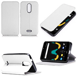 Etui Wiko Upulse 4G blanc luxe Ultra Slim Style Cuir avec stand - Housse Folio Flip Cover coque de protection smartphone Wiko U pulse 5,5 pouces blanche - Accessoires pochette XEPTIO : Exceptional case !