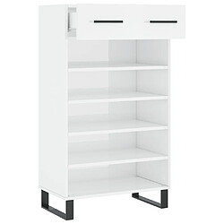 Maison Chic Armoire à chaussure,Meuble à Chaussures Blanc brillant 60x35x105 cm Bois ingénierie -MN25935 pas cher