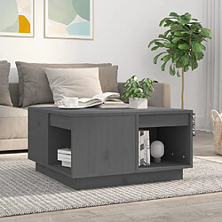 ComfortXL Table Basse Gris 60x61x32,5 Cm Bois Massif De Pin