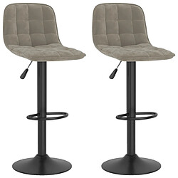 vidaXL Tabourets de bar lot de 2 gris clair velours