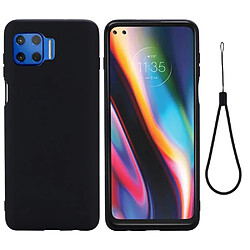 Coque en silicone Liquide de couleur unie avec sangle noir pour votre Motorola Moto G 5G Plus