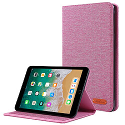 Wewoo Housse Étui Coque Pour iPad Mini 4/3/2/1 Cloth Teature Etui en cuir avec rabat horizontal et porte-cartes rose