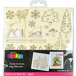 Paris Prix Kit Scènes de Noël 3D Sapin 11cm Naturel