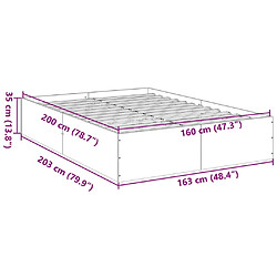 Vidaxl Cadre de lit chêne sonoma 160x200 cm bois d'ingénierie pas cher