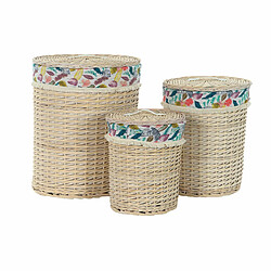 Panier à linge DKD Home Decor 46 x 46 x 56 cm Naturel Métal Multicouleur osier 30 x 40 cm 3 Pièces