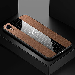 Wewoo Coque Souple Pour iPhone XR XINLI étui de protection TPU antichoc Texture tissu cousu Marron