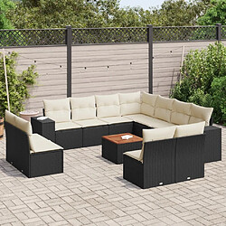 Maison Chic Salon de jardin 12 pcs avec coussins | Ensemble de Table et chaises | Mobilier d'Extérieur noir résine tressée -GKD44993