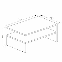 Mpc Table Basse Aspect Chêne Sonona Et Blanc 42 x 90 x 60 cm (HxLxP)