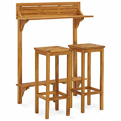 Maison Chic Table de bar et chaises d'extérieur 3 pcs,Ensemble de bar de balcon pour relax Bois d'acacia solide -GKD776743