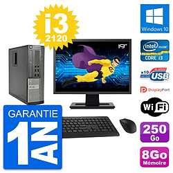 PC Dell 990 SFF Ecran 19" Intel i3-2120 RAM 8Go Disque Dur 250Go Windows 10 Wifi - Occasion