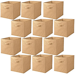 Toilinux Lot de 12 cubes de rangement pliables en tissus avec poignée - 30x30x30cm - Rose pêche