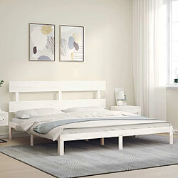 Avis Maison Chic Lit adulte - Cadre Structure de lit avec tête de lit Contemporain blanc 200x200 cm bois massif -MN69646