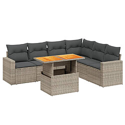 vidaXL Salon de jardin avec coussins 7 pcs gris résine tressée