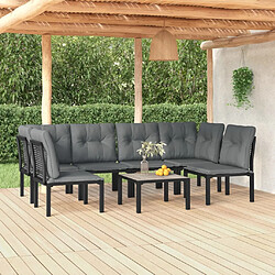 vidaXL Salon de jardin 7 pcs noir et gris résine tressée