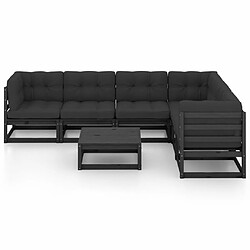 Avis Maison Chic Salon de jardin 7 pcs + coussins - Mobilier/Meubles de jardin - Table et chaises d'extérieur Noir Bois de pin massif -MN52148