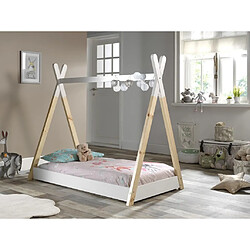 Mes Lit enfant forme tipi 90x200 cm blanc et naturel