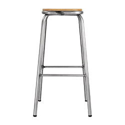 Acheter Tabouret Haut en Acier Galvanisé avec Assise en Bois - Lot de 4 - Bolero