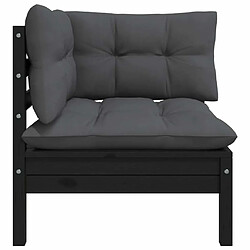 Acheter Maison Chic Salon de jardin 3 pcs + coussins - Mobilier/Meubles de jardin - Table et chaises d'extérieur Noir Bois de pin massif -MN42009