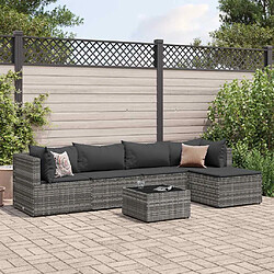 vidaXL Salon de jardin 6 pcs avec coussins Gris Résine tressée