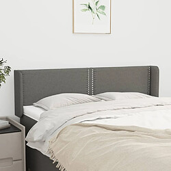 Maison Chic Tête de lit scandinave avec oreilles,meuble de chambre Gris foncé 147x16x78/88 cm Tissu -MN90956