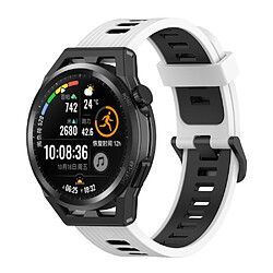 Bracelet en silicone 22mm avec boucle, blanc/noir pour votre Samsung Galaxy Watch 3 45mm R840/Gear S3/Huawei Watch GT 2e/GT3 46mm/GT Runner