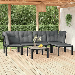 Maison Chic Salon de jardin 6 pcs - Table et chaises d'extérieur - Mobilier/Meubles de jardin Moderne noir et gris résine tressée -MN29455