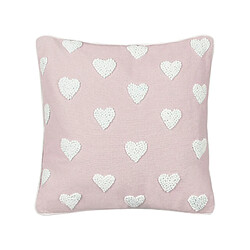 Beliani Coussin GAZANIA Coton 45 x 45 cm Broderie Rose pastel