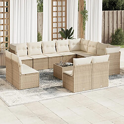 Maison Chic Salon de jardin avec coussins 13 pcs | Ensemble de Table et chaises | Mobilier d'Extérieur beige résine tressée -GKD39353