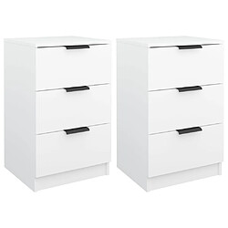 Maison Chic Lot de 2 Tables de chevet,Table de nuit,Table d'appoint pour salon Blanc 40x36x65 cm -MN81191