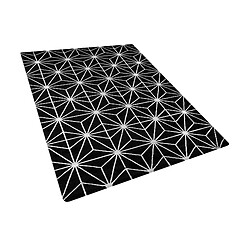 Beliani Tapis en viscose noire et argentée avec motif abstrait 160 x 230 cm SIBEL