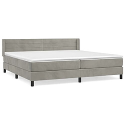 Maison Chic Lit Adulte - Lit simple Lit à sommier tapissier et matelas moelleux - Meuble de Chambre - Gris clair 200x200cm Velours -MN64564