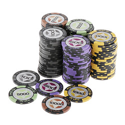 Avis 100pcs Jetons De Poker à Rayures De Blé Jetons De Casino 100500 1000 5000 10000