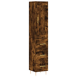 vidaXL Buffet haut Chêne fumé 34,5x34x180 cm Bois d'ingénierie