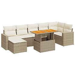 vidaXL Salon de jardin avec coussins 8 pcs beige résine tressée