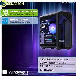 Sedatech Workstation Compact ATX • Intel i5-14400F • RTX4070Ti Super • 32Go DDR5 • 2To SSD M.2 • Windows 11