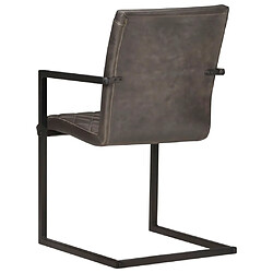 Acheter vidaXL Chaises à manger cantilever lot de 4 gris cuir véritable