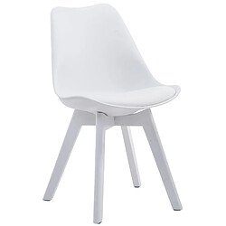 Decoshop26 Chaise de salle à manger x1 design scandinave en PVC et plastique blanc et piètement à 4 pieds en bois blanc 10_0003310