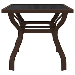 Avis vidaXL Table de jardin Marron et noir 140x70x70 cm Acier et verre