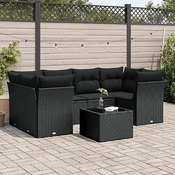 Maison Chic Salon de jardin 7 pcs avec coussins | Ensemble de Table et chaises | Mobilier d'Extérieur noir résine tressée -GKD74180