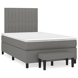 Maison Chic Lit adulte- Lit + matelas,Sommier à lattes de lit avec matelas gris foncé 120x190cm tissu -GKD55688