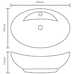 vidaXL Vasque ovale à trou trop-plein/robinet céramique pour salle de bain pas cher