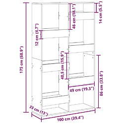 vidaXL Cloison de séparation sonoma gris 100x33x175 cm bois ingénierie pas cher