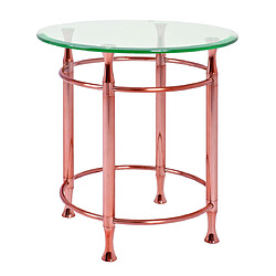 Pegane Table d'appoint teinte cuivre, Dim : H52 x Ø50 cm