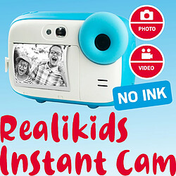 AGFA PHOTO Pack Realikids Instant Cam + 1 carte Micro SD 32GB + 3 rouleaux Papier Thermique ATP3WH - Appareil Photo Instantané Enfant, Ecran LCD 2,4', Miroir Selfie et filtre photo - Bleu - Bleu