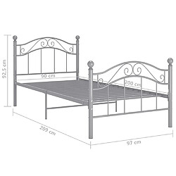 vidaXL Cadre de lit sans matelas gris métal 90x200 cm pas cher