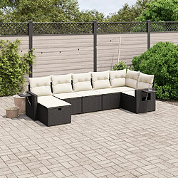 Maison Chic Ensemble Tables et chaises d'extérieur 7pcs avec coussins,Salon de jardin noir résine tressée -GKD280160